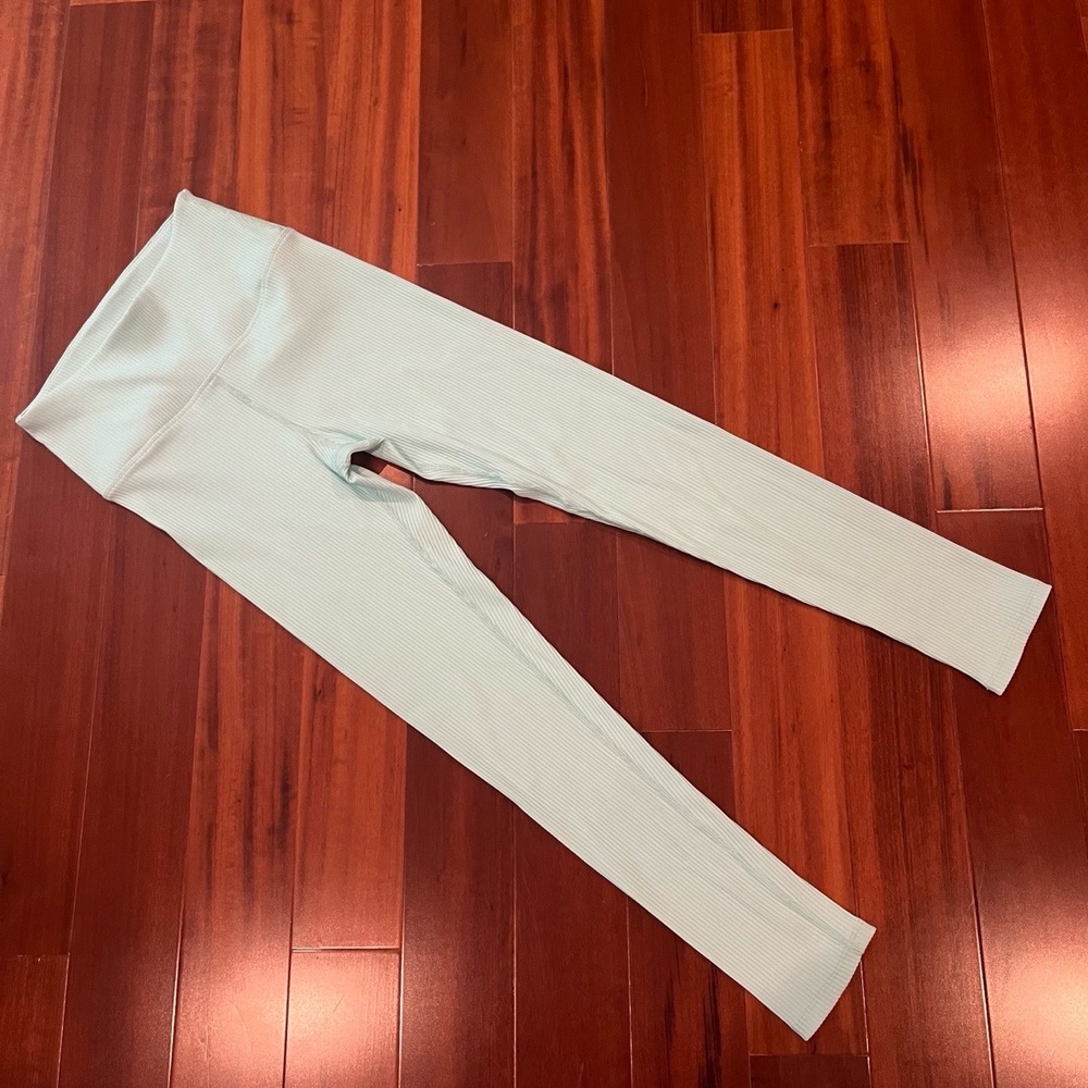 Carbon38 Ribbed Leggings Active Light‎ Blue Mint AthleticPants NWOT Size Small